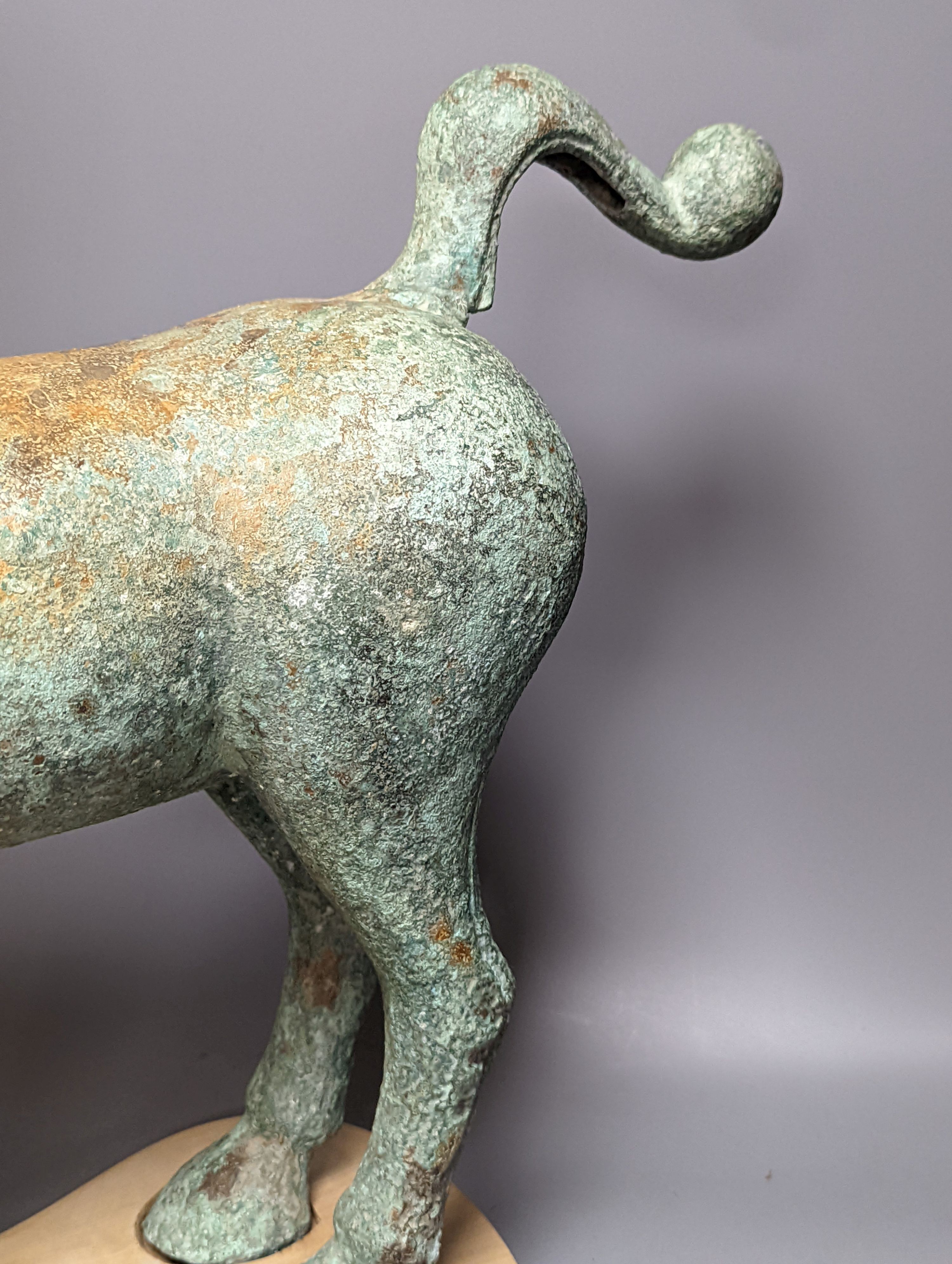 A large Chinese bronze figure of a horse, Han style 58cm